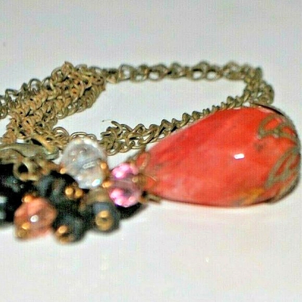 Faceted Cherry Quartz Necklace Crystal Cluster